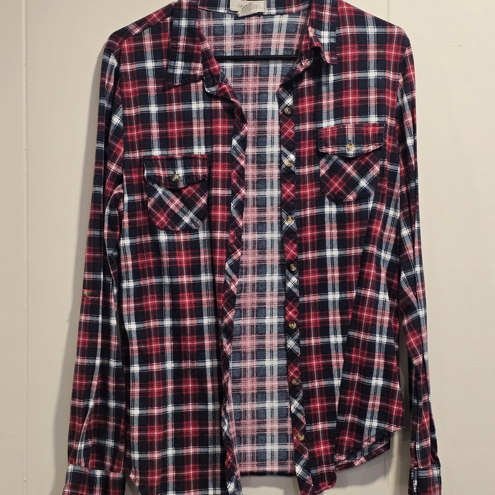 SALE!! Passport Red and Blue Plaid Button Down Shirt